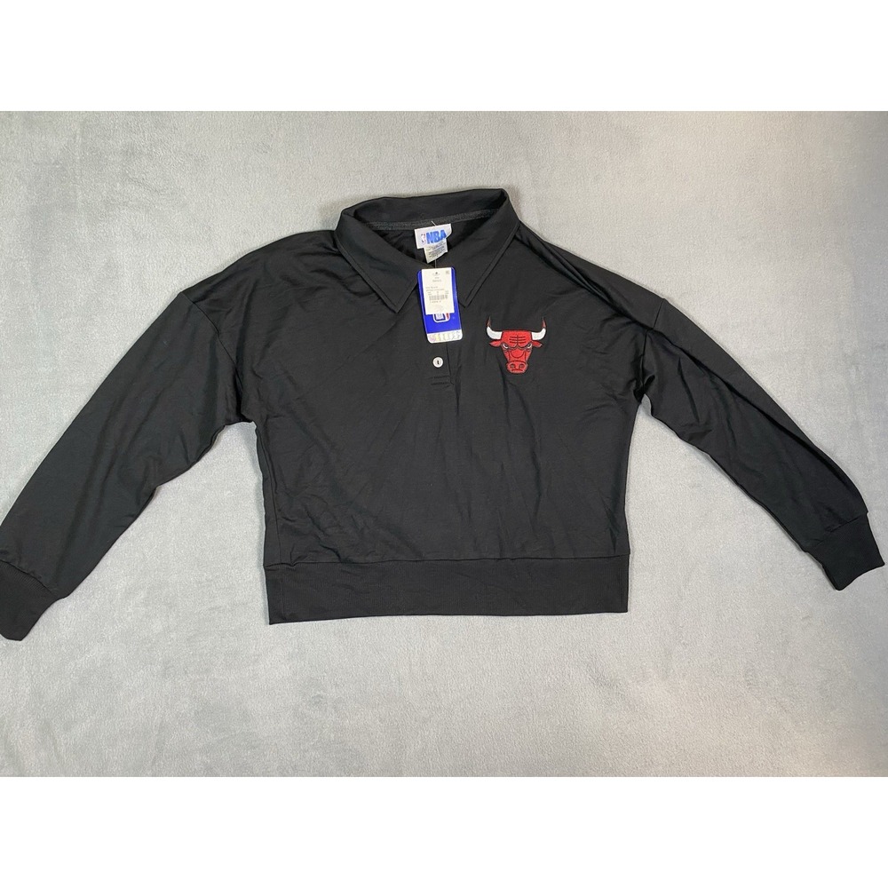 NWT NBA Chicago Bulls Women's 1/4 Button Long Sleeve Polo Crop Streetwear Drip